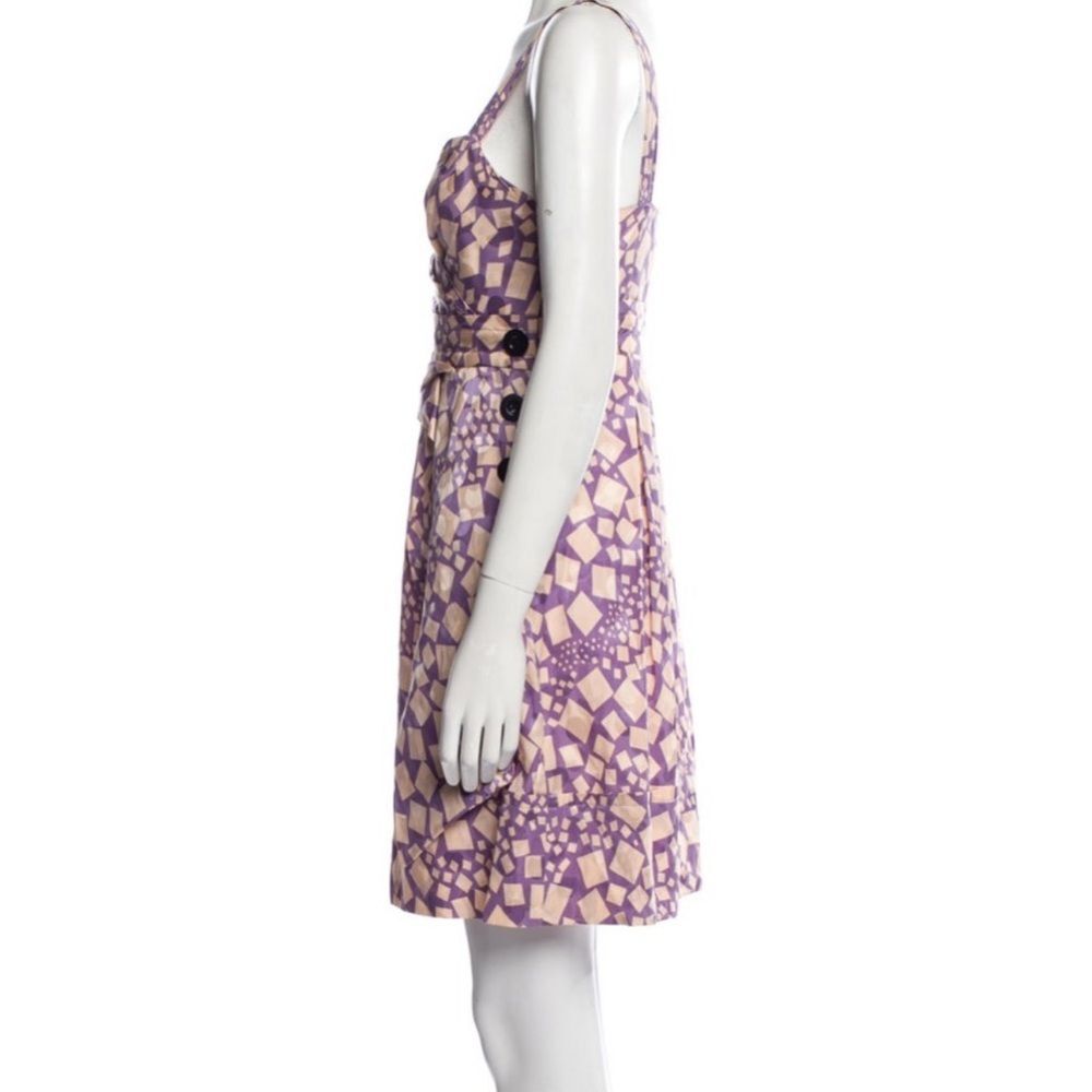 Marc by Marc Jacobs cowlneck/sleeveless/ Geometric Purple and Cream Dress/2/ - Picture 3 of 5